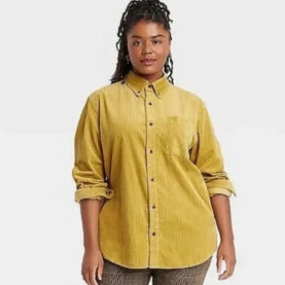 Houston White Corduroy Shirt Yellow Unisex